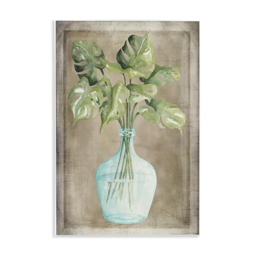 'Monstera Leaves Glass Vase Potted House Plant'| Wall Plaque Art