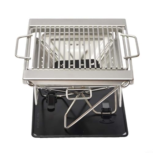 Parrilla de carbón portátil – Maleta de barbacoa de acero inoxidable para camping, picnics y reuniones al aire libre, altura ajustable, diseño compacto para un fácil transporte y cocción