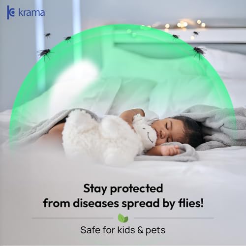 Image of Krama Natural Fly Insect Repellent Spray 600ml (Vegan /No-Killling) Bees,Fruit,Drain & House Flies Insect Repellent For Home, Kitchen & Outdoor - Neem,Eucalyptus & | Citrus Kids & Pet Safe 300ml Each