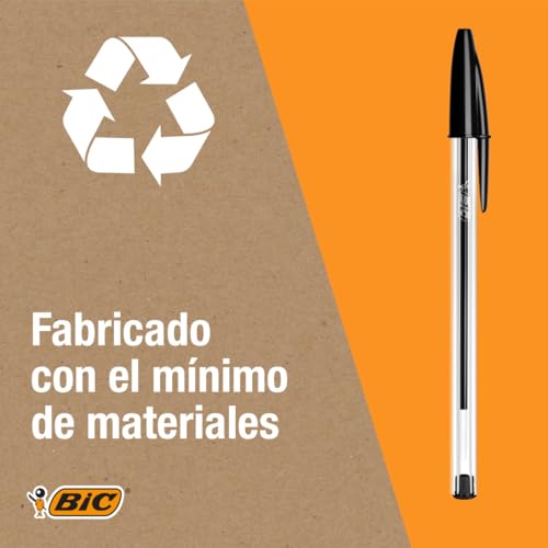 BIC Cristal Original Kugelschreiber mit mittlerer Spitze (1,00 mm), sechseckigem Schaft und passender Kappe – Blau, Kartonschachtel à 10
