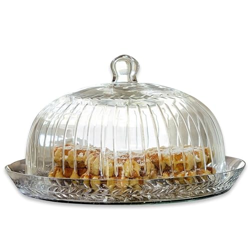 LOBERON Campana di vetro con vassoio Layla, trasparente