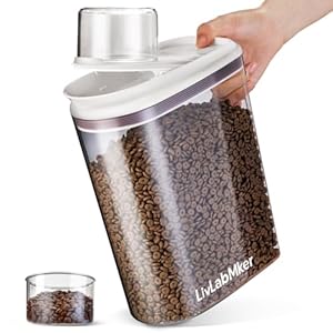 3.5L/4Lbs/62oz/3.3QT Airtight Dog food storage container with handle,Dog Treat Container With Measuring cup,Dry Pet Food storage bin for Dogs,Cats,and Birds