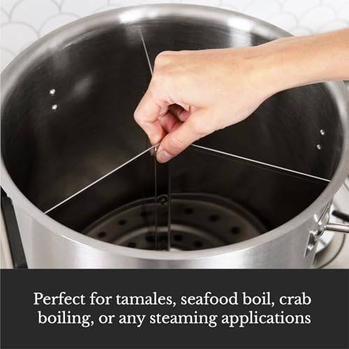 GasOne Stainless Steel Steamer – 40qt Steamer Pot for Cooking with Water Fill Spout, Rack, Divider – Steam Pot for Tamales and Crab Boil – Induction Ready by Gas One - Image 5