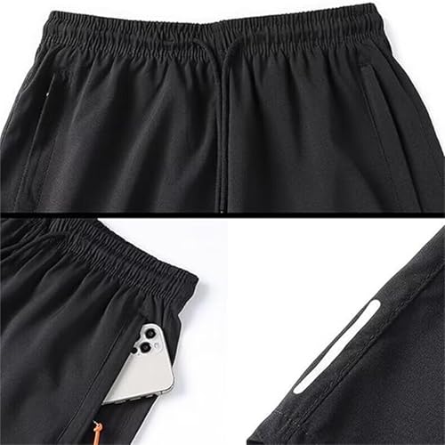 Male Style Jazz Shorts, Men's Solid Color Zipper Pocket Shorts, Ice Silk Cooling Stretch Short for Sports, Outdoor3
