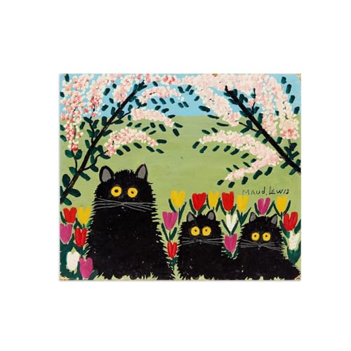 Tableau de chats noirs Maud Lewis une touche d'art naif et de douceur