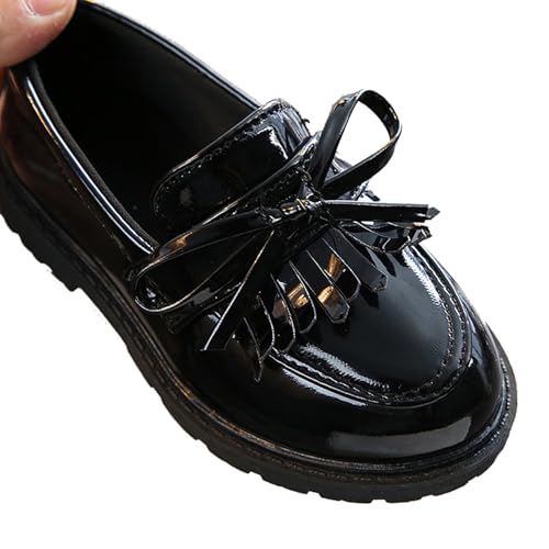 WUIWUIYU Girls Patent Leather Slip-On Penny Loafers Flats Bow Tassel Oxfords Moccasins Dress Shoes3