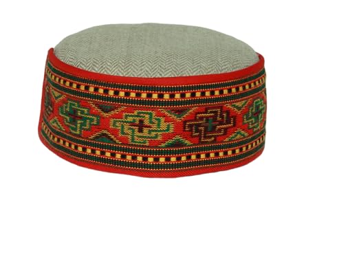 Image of Vastraa Fusion Himachali Topi for Men | Nepali Headwear | Traditional Kullu Cap | Pahadi Topi | Kashmiri Hat | Wool Handcrafted Ethnic Wear