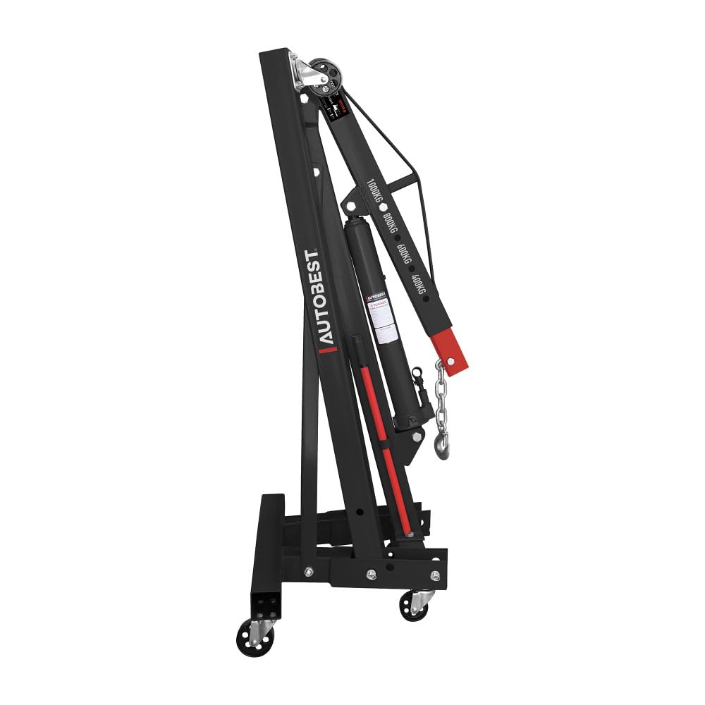 AUTOBEST 10610 - Grue d'atelier Pliante - 1 Tonne - Offre 4 Positions de Levage - 203 cm X 23 cm X 89 cm - cAcier - Rouge