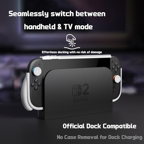 Image of PlayVital for Switch 2 Beyond-Grip Dockable Case, Interchangeable FPS /Omni Ergonomic Grips + Military-Grade Drop Protective Cover + 2 Joystick Caps for Nintendo Switch 2 (White)