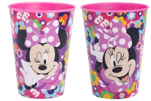 ILS I LOVE SHOPPING Set 2 Bicchieri per Bambini 260 ml in plastica Senza BPA Regalo per Ragazzi (Minnie Mouse Topolina)