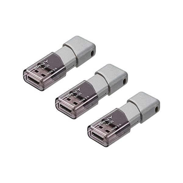 PNY 64GB Turbo Attaché 3 USB 3.0 Flash Drive,Grey (Pack of 3) - Image 3