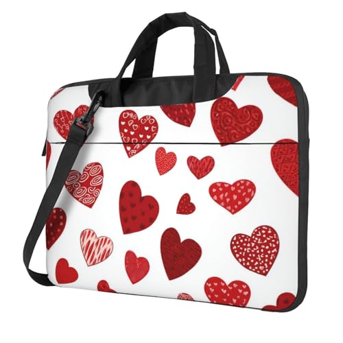 Maletín para portátil rojo con corazones 15.6 pulgadas impermeable miniatura 1