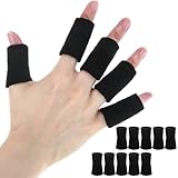 Ymapinc 10Pcs Finger Compression Sleeve, Finger Splint & Protectors, Breathable Elastic Tape Thumb Support for Pain Relief (10pcs, Black)