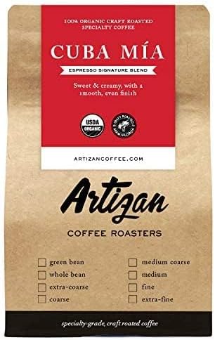 Artizan Coffee USDA Organic Whole Bean Coffee | Cuba Mia Signature Blend | Cafe Cubano Cafecito | Intense Dark Roast | 2 lbs | Roasted in South Florida
