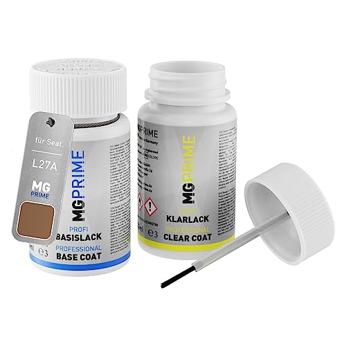 MG PRIME Autolack Lackstift Set für Seat L27A Cup Copper Pearl Metallic Mat Basislack Klarlack je 50ml