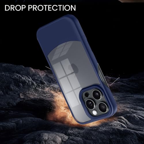 Image of KARWAN️Ultra-Hybrid Shockproof Back Cover Case for iPhone 14 Pro | Camera Protection Bump |Shockproof Back Cover Case for iPhone 14 Pro (PC & TPU, Smoked Matte Sides) Blue