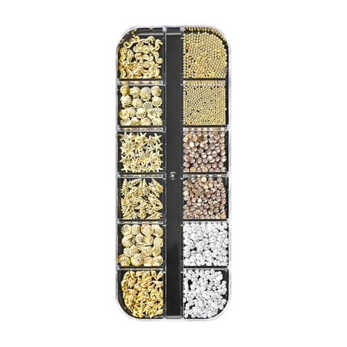 FSSTUD Mini breloques à ongles 3D sur le thème de l'océan avec strass scintillants, perles, étoile de mer, coquillage, nail art, décorations avec boîte...