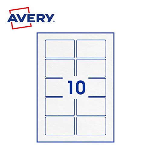 Avery Selbstklebende Etiketten, rechteckig, personalisierbar, 80 x 50 mm, weißes Papier, 100 Stück