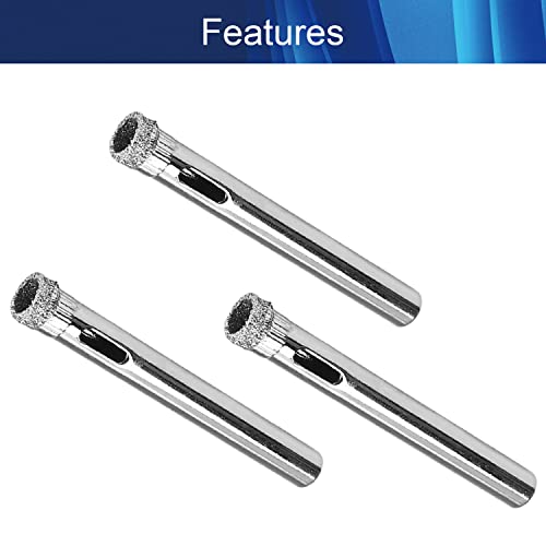 Broca Diamantada para Vidrio, Cerámica, Mármol y Granito, Hole Saw de 6 mm, 8 mm y 1/4", Juego de 12 Unidades, Marca Hegebeck miniatura 3