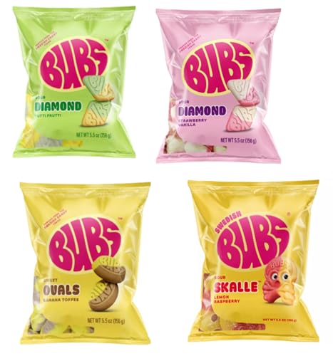 Swedish Candy 5.5oz, 4 Variety flavors (Tutti Fruitti, Strawberry Vanilla,