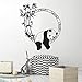 Wajade - Adesivi da parete con panda in bambù per bambini, rimovibili, in vinile, nero, bianco, panda, decorazione da parete per camera da letto, sala giochi