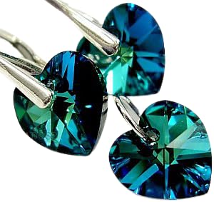 Juego de joyas de cristales ARANDE con colgante corazón azul para regalar en plata