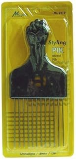 Afro Hair Pik - Afro Styling Pick, Metal #2410: Untangle, Style, Lift (1 Pack), Hair style, lifts your hair, untangles hair, metal teeth, hair pick