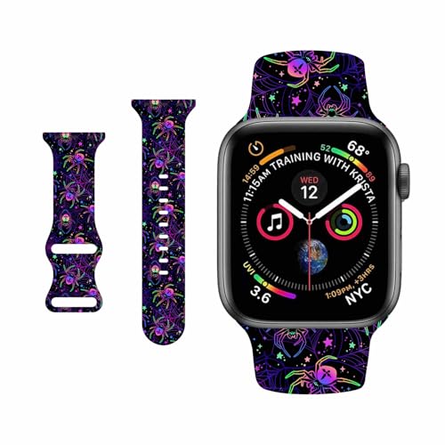 Hallowen(�n�[���[�G��) �V�b�N�ŒʋC���̂���Hallowen�o���h Apple Watch 42mm 44mm 45mm 46mm 49mm�ɑΉ� �j�����p �n���E�B�� iWatch�o���h �\�t�g�V���R���X�|�[�c�X�g���b�v iWatch Ultr
