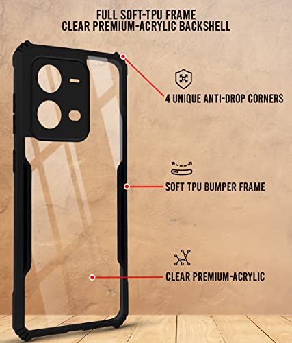 Image of Jkobi Back Cover Case for Vivo V25 5G (Crystal Glass Back | Camera Protection | Shockproof Bumpers | Professional Black)