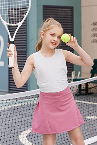 Image of Zaclotre Girls Athletic Tank Tops Open Tie Back Sleeveless Workout Shirts | Kids Sport Shirt 5-14Y, Stretchy, Lightweight, Quick-dry, Open Back, Tie Back, Dance, Tennis, Outdoor, Daily Wear