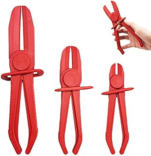 MMOBIEL 3 Pcs Hose Clamp Pliers Pinch Off Pliers for Fuel Hoses, Gas Lines, Radiator, Coolant Hoses, Brake Hoses in 3 Different Sizes  - Red