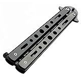 Black Metal Practice Butterfly Balisong Trainer Training Knife Dull Tool