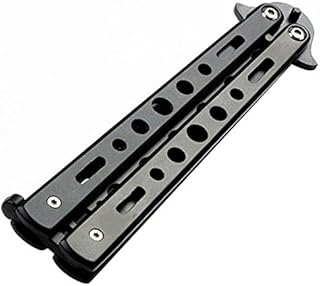 Gubgib Black Metal Practice Butterfly Balisong Trainer Training Knife Dull Tool