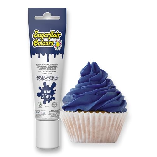 Sugarflair Essentials Blue Food Colouring Gel 25g - Concentrated Gel Food Dye for Cake Decorating Buttercream Fondant Royal Icing - Vegan Kosher Bake-Stable