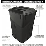 45 Gallon Large Trash Can with Attached Lid & Wheels Heavy Duty Wheeled Garbage Trash Can with Handle Heavy Duty Plastic Garbage Cans Click Lock Lid Design Perfect for Both Indoor Or Outdoor Use - Image 3