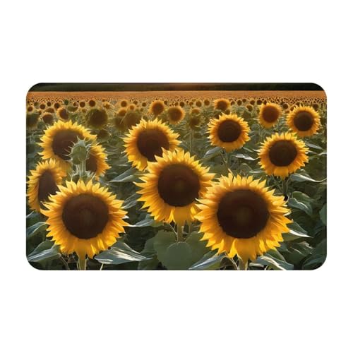 Farm Sunflowers Print Living Room Bathroom Kitchen Anti Slip and Absorbent Carpet, Indoor Entrance Door Muddy Floor Mat, Ultra Soft Washable Carpet 21x31.5 Inches