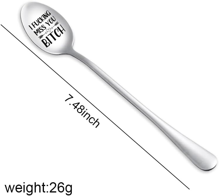 Best Friend Bff Gifts Spoon for Women Girls I Fucking Miss You Bitch Spoons for Best Friends Bestie Long Distance Friendship Gifts for Women Birthday Christmas Gift for Friend Girlfriend Wife Spoon image 3
