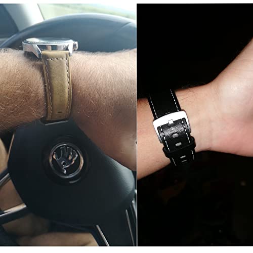 Pulsera de cuero genuino de 20 mm compatible con Garmin Venu 2 Plus 7