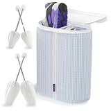 Huglist Shoe Washing Machine Bag - Dual Shoe Bag for Washing with Adjustable Shoe Trees, Laundry Shoe Bag for 2 Shoes, Fluffy Fiber, Wrap-around Cleaning, Olive-shaped Design, Durable Zipper, Blue