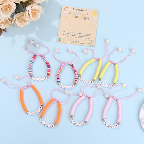 Image of First Day of Preschool Bracelet Back to School Gifts for Kindergarten / Preschool / School Gift Mama and Mini Adjustable Mother Daughter Bracelets as Supplies for Girls to Relieve Study Anxiety