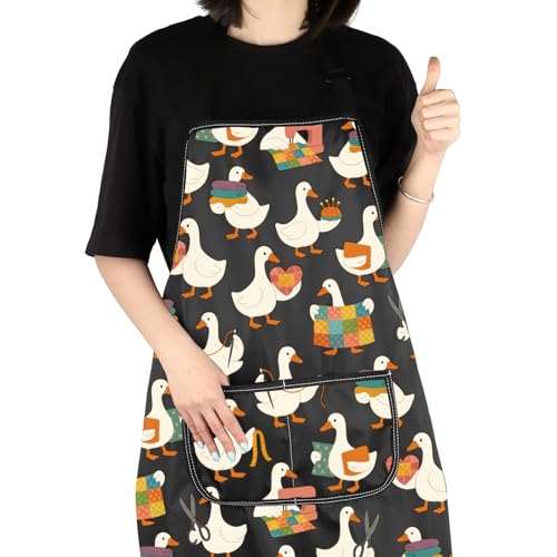 VAMSII Sewing Lover Gift Sewer Apron With Pockets Quilter Quilting Gift Seamstresses Gifts (Goose Sewing A)