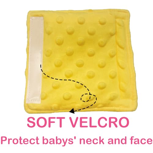 Image of Baby Car Seat Neck Cover, Car Seat Strap Cover, Seat Belt Cushions Pads, Shoulder Strap Protectors, Reversible Pram Harness Covers in Minky Yellow, Baby Neck Pad Protector