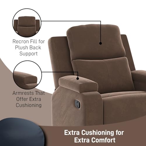 Image of Amazon Brand - Solimo Emerald | Single Seater Sofa Recliner | Manual Recliner (Velvet Brown)