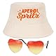 BOFUNX Apero Spritz Fischerhut Anglerhut + Retro Orange Brillen in Herzform Apero Party Hut Apero Geschenk für Apero Liebhaber Fasching Karneval Cosplay Kostüme Accessoires