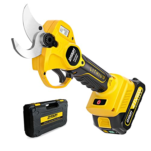 BÜRSTENLOSE elektrische Gartenschere, LCD-Display, 1,2''(30MM) Schneiddurchmesser, IMOUMLIVE Akku-gartenschere mit 21V 2.0Ah Akku, Elektrische Astschere für Obstgarten, Garten, Schneiden von Ästen.