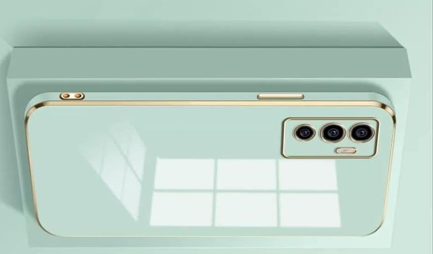 Image of for Vivo V23e 5G Plating Square Gold Frame Phone Case Luxury Soft Silicone Back Cover (for for Vivo V23e 5G (Mint)