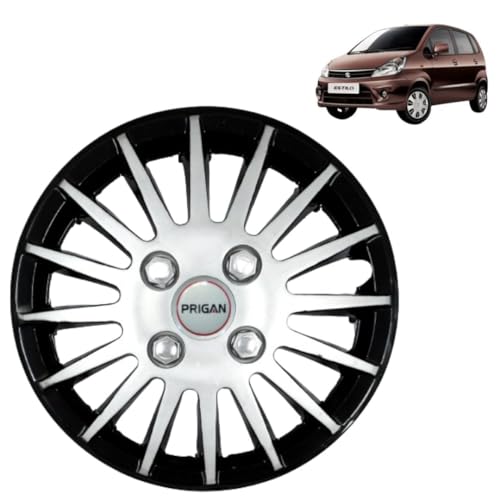 Image of Prigan Zen Estilo Black Silver Wheel Cover 13 inch for Zen Estilo (Set of 4 Pcs) (Press Fitting) Model- Camry Black Silver 13