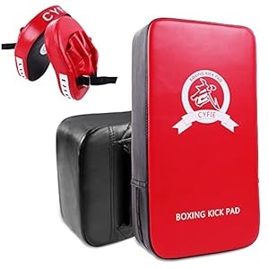 SEISSO 2PCS Taekwondo Kickboxing Pads+2PCS Punching Mitts for Karate Training Target Thai Pads Punching Kit Kick Punch Pad Kicking Strike Shield MMA Martial Art for Men Women Gym