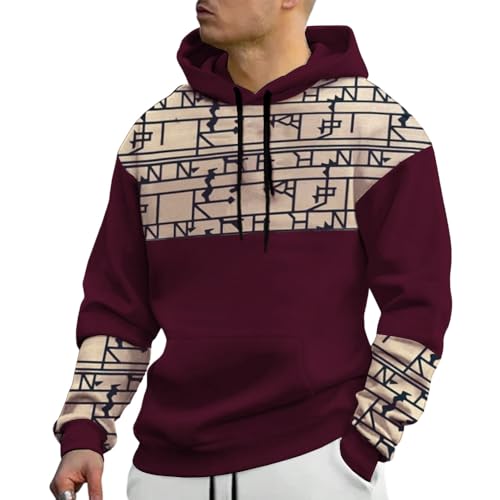 Image of Men's Fashion Cotton Printed Full Sleeve Hood Sweatshirt (Maroon)