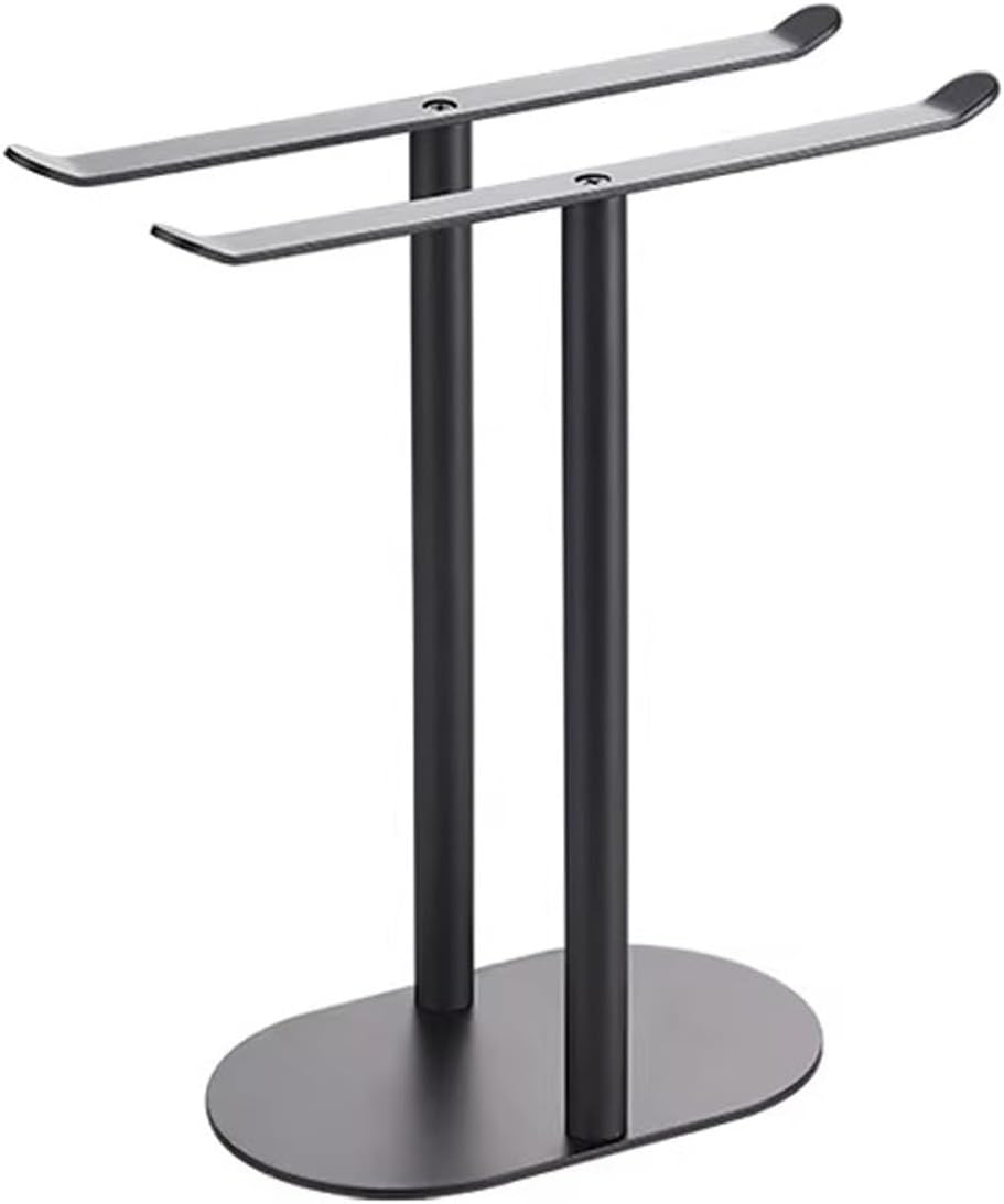 Bathroom Towel Rack, Double Towel Rack, Non Slip Edges, with Base Mat, Floor Standing Storage Rack, Suitable for Bathroom Sinks(Black)